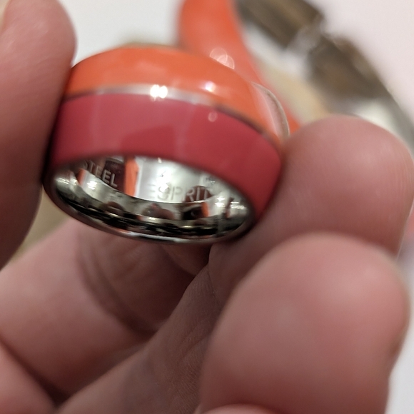 Esprit Two Tone Pink Stainless Steel Ring/ Band and Clamp Bracelet. - Picture 6 of 8